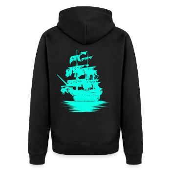 Segelschiff Schiff Seefahrt Fantasy Maritim Jolle - Unisex Premium Bio Zip Hoodie - Schwarz - Hinten - Nico (187cm)