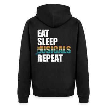 Répétez les comédies musicales pour manger pour dormir - Veste à capuche bio Premium Unisexe - noir - Dos - Nico (187cm)