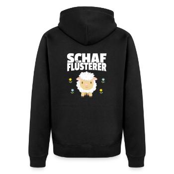 Schaf Flüsterer Schäfer Bauer Landwirt Geschenk - Unisex Premium Bio Zip Hoodie - Schwarz - Hinten - Nico (187cm)