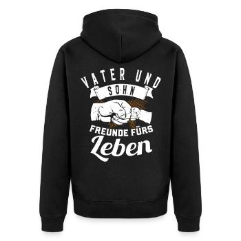 Vater Sohn Partner Shirt Papa Geschenk Fist Bump - Unisex Premium Bio Zip Hoodie - Schwarz - Hinten - Nico (187cm)