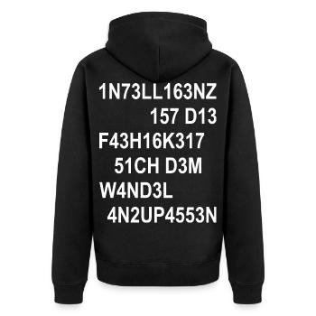 Intelligenz Ist Die Fähigkeit Sich Anzupassen - Unisex Premium Bio Zip Hoodie - Schwarz - Hinten - Nico (187cm)