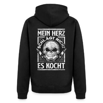 Koch - Unisex Premium Bio Zip Hoodie - Schwarz - Hinten - Nico (187cm)