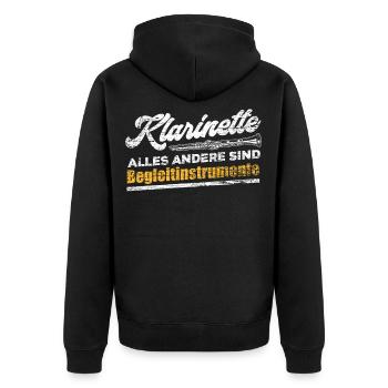 Klarinette - Unisex Premium Bio Zip Hoodie - Schwarz - Hinten - Nico (187cm)