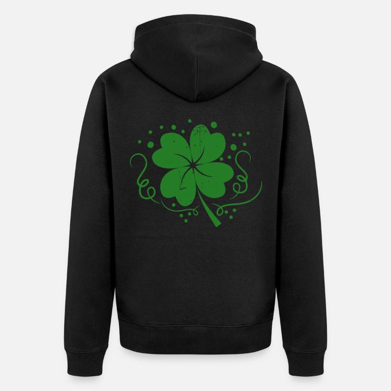 Kleeblatt - Unisex Premium Bio Zip Hoodie - Schwarz