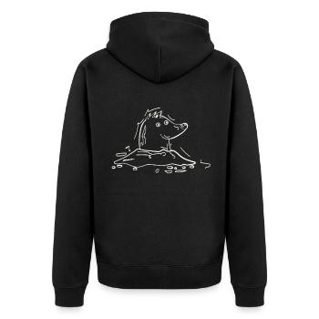 Maulwurf in süß. - Unisex Premium Bio Zip Hoodie - Schwarz - Hinten - Nico (187cm)
