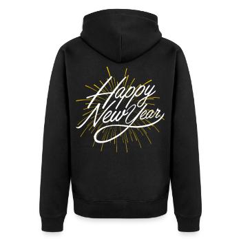Geschenk für Silvester Party, Guten Rutsch - Unisex Premium Bio Zip Hoodie - Schwarz - Hinten - Nico (187cm)