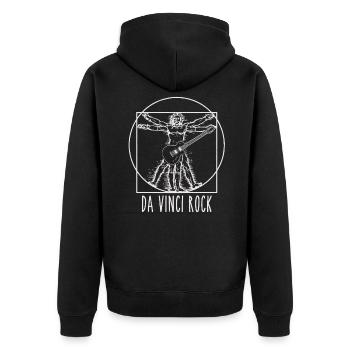 Da Vinci rockt - Unisex Premium Bio Zip Hoodie - Schwarz - Hinten - Nico (187cm)