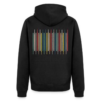 Schlagzeug Drumsticks - Unisex Premium Bio Zip Hoodie - Schwarz - Hinten - Nico (187cm)