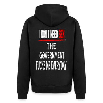 i don´t need sex gift idea - Unisex Premium Bio Zip Hoodie - Schwarz - Hinten - Nico (187cm)