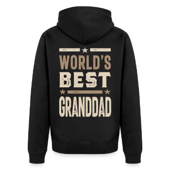 Mens World's Best Granddad Grandpa Gift - Unisex Premium Organic Zip Hoodie - black - Back - Nico (187cm)