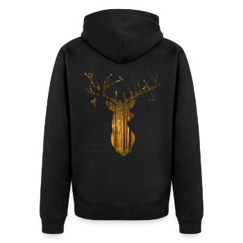 Deer silhouette in gold - Unisex Premium Organic Zip Hoodie - black - Back - Nico (187cm)