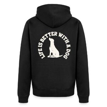Life is better with a dog - Unisex Premium Organic Zip Hoodie - black - Back - Nico (187cm)