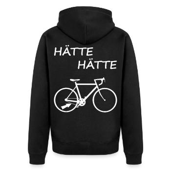 Hätte Hätte Fahrradkette - Unisex Premium Bio Zip Hoodie - Schwarz - Hinten - Nico (187cm)