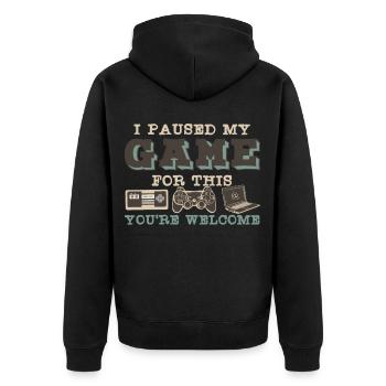 Game Pause - Paused my Game - Game t shirt - Unisex Premium Organic Zip Hoodie - black - Back - Nico (187cm)
