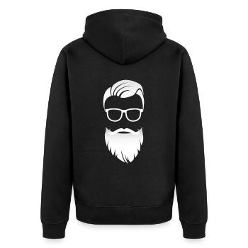 hipster Bart Brille Trend - Unisex Premium Bio Zip Hoodie - Schwarz - Hinten - Nico (187cm)