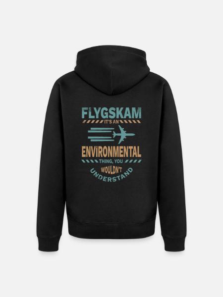 Flugscham - Flygskam - Umwelt - Geschenk - Unisex Premium Bio Zip Hoodie - Schwarz