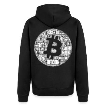Bitcoin LOGO BTC BUBBLE pour tous les amateurs de crypto - Veste à capuche bio Premium Unisexe - noir - Dos - Nico (187cm)