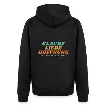 Faith, love, hope - Unisex Premium Organic Zip Hoodie - black - Back - Nico (187cm)
