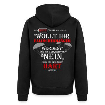 fallschirmjäger härter als steine bundeswehr - Unisex Premium Bio Zip Hoodie - Schwarz - Hinten - Nico (187cm)