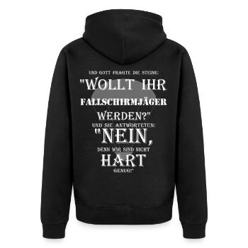 fallschirmjäger härter als steine bundeswehr - Unisex Premium Bio Zip Hoodie - Schwarz - Hinten - Nico (187cm)