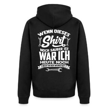 Schrauber Shirt - Unisex Premium Bio Zip Hoodie - Schwarz - Hinten - Nico (187cm)