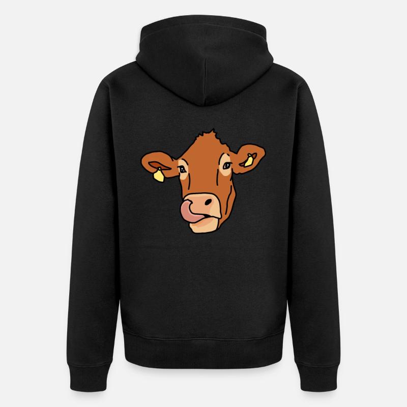 Kuh, Tier, Hausrind, Comic - Unisex Premium Bio Zip Hoodie - Schwarz