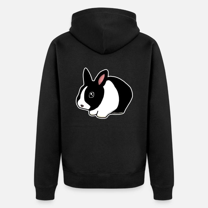 Lapin nain, lapin, mignon, bande dessinée - Veste à capuche bio Premium Unisexe - noir
