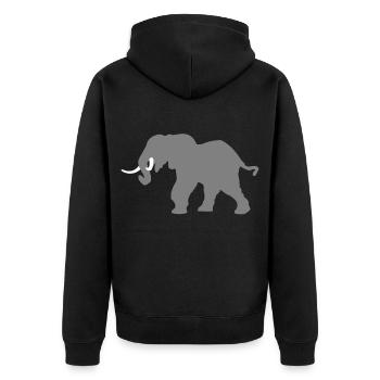 Elefant - Unisex Premium Bio Zip Hoodie - Schwarz - Hinten - Nico (187cm)