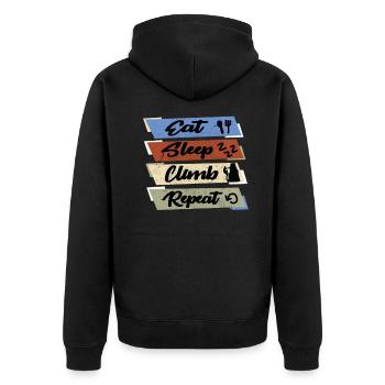 Eat Sleep Climb Repeat Food Climbing Sleep - Unisex Premium Organic Zip Hoodie - black - Back - Nico (187cm)