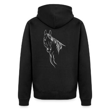 Horse for black. - Unisex Premium Organic Zip Hoodie - black - Back - Nico (187cm)