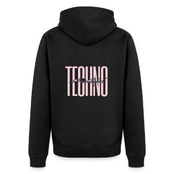 techno is beautyiful - Unisex Premium Bio Zip Hoodie - Schwarz - Hinten - Nico (187cm)