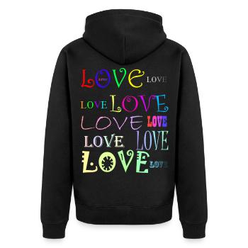 Love - Unisex Premium Organic Zip Hoodie - black - Back - Nico (187cm)