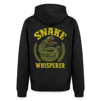 Schlange - Unisex Premium Bio Zip Hoodie - Schwarz - Hinten - Nico (187cm)