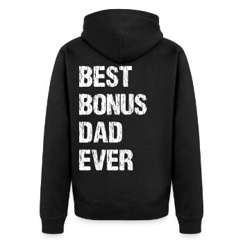 Best Bonus Dad Ever - Unisex Premium Organic Zip Hoodie - black - Back - Nico (187cm)