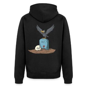 Corbeau sur pierre tombale avec crâne - Veste à capuche bio Premium Unisexe - noir - Dos - Nico (187cm)