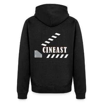 cineast - Unisex Premium Organic Zip Hoodie - black - Back - Nico (187cm)
