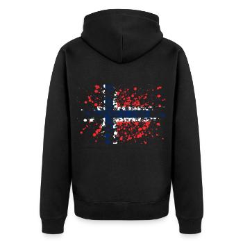 Norway flag stains - Unisex Premium Organic Zip Hoodie - black - Back - Nico (187cm)