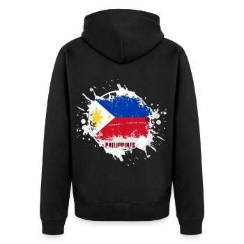 Philippinen Flagge mit Klecks - Unisex Premium Bio Zip Hoodie - Schwarz - Hinten - Nico (187cm)