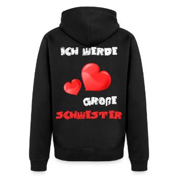 Ich Werde Große Schwester - Unisex Premium Bio Zip Hoodie - Schwarz - Hinten - Nico (187cm)