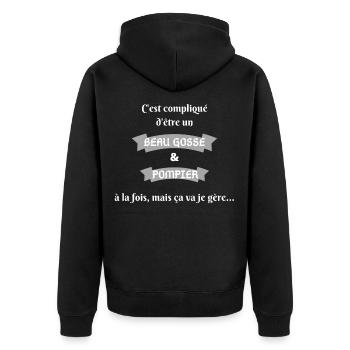 C est complique d être un beau gosse et pompier - Veste à capuche bio Premium Unisexe - noir - Dos - Nico (187cm)