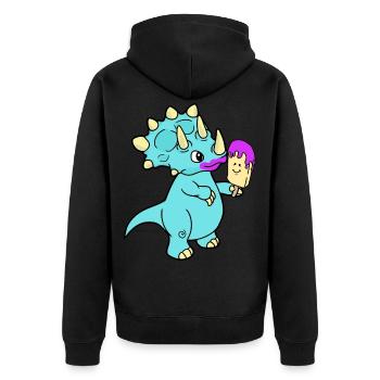 Dino Hunger Eis Fantasy Kinder Baby - Unisex Premium Bio Zip Hoodie - Schwarz - Hinten - Nico (187cm)