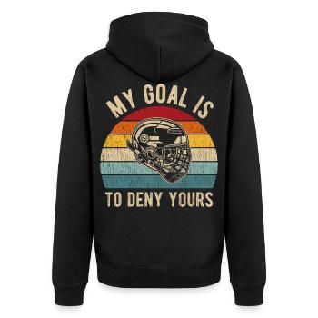 Eishockey Hockey Torwart Torhüter Tormann Spruch - Unisex Premium Bio Zip Hoodie - Schwarz - Hinten - Nico (187cm)