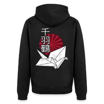 Origami Japanese - Unisex Premium Organic Zip Hoodie - black - Back - Nico (187cm)