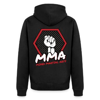 MMA - Unisex Premium Organic Zip Hoodie - black - Back - Nico (187cm)