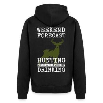 Jagen Jäger Förster Hirsch Geschenk Geschenkidee - Unisex Premium Bio Zip Hoodie - Schwarz - Hinten - Nico (187cm)