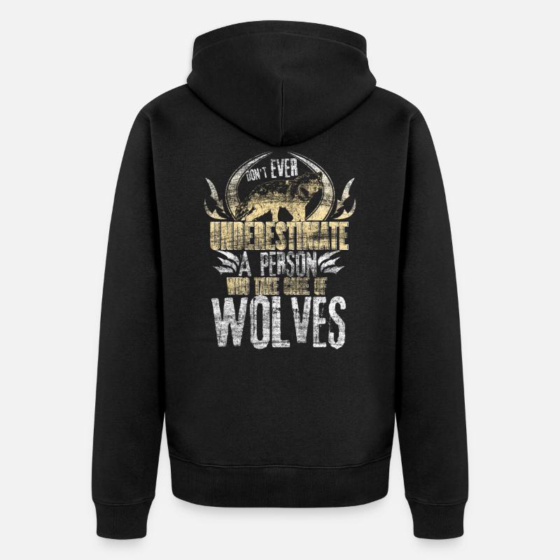 Wolf Wölfe Geschenkidee - Unisex Premium Bio Zip Hoodie - Schwarz