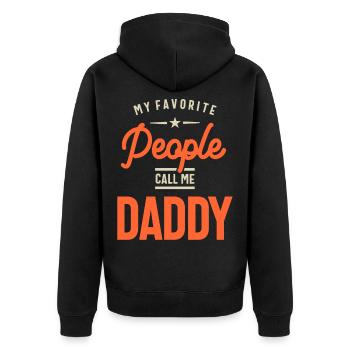 Mens My Favorite People Call Me Daddy Gift - Unisex Premium Organic Zip Hoodie - black - Back - Nico (187cm)