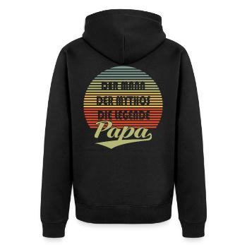 Papa - Mann, Mythos, Legende - Unisex Premium Bio Zip Hoodie - Schwarz - Hinten - Nico (187cm)