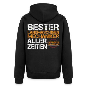 Landmaschinenmechaniker Landmaschinen Landwirt - Unisex Premium Bio Zip Hoodie - Schwarz - Hinten - Nico (187cm)