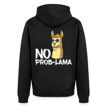 No Prob Lama - Lama mit Sonnenbrille - Unisex Premium Bio Zip Hoodie - Schwarz - Hinten - Nico (187cm)